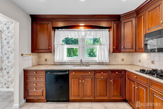 30 Daniel Dr, Matawan, NJ 07747 - kitchen with black appliances, backsplash, and light stone counters