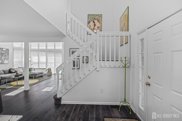 5 Fairway Blvd Unit 5, Monroe, NJ 08831 - entrance foyer featuring stairway, wood finished floors, and a towering ceiling