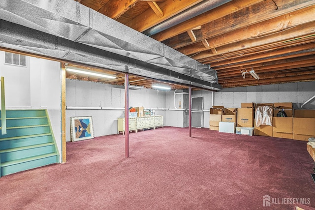 5 Fairway Blvd Unit 5, Monroe, NJ 08831 - unfinished below grade area with carpet floors and stairway