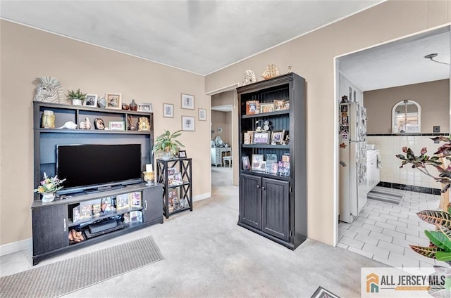 view of carpeted living area
