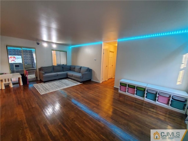 living room with wood finished floors