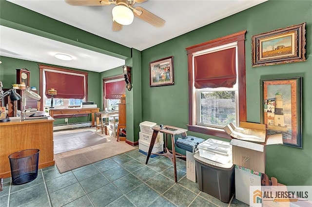 71 Russell St, Woodbridge Proper, NJ 07095 - office with healthy amount of natural light, a ceiling fan, and baseboards