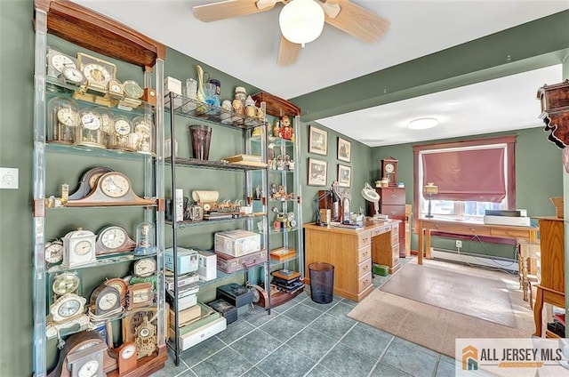 71 Russell St, Woodbridge Proper, NJ 07095 - office space with ceiling fan and tile patterned floors