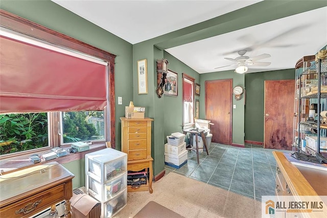 71 Russell St, Woodbridge Proper, NJ 07095 - foyer with plenty of natural light, a ceiling fan, and baseboards