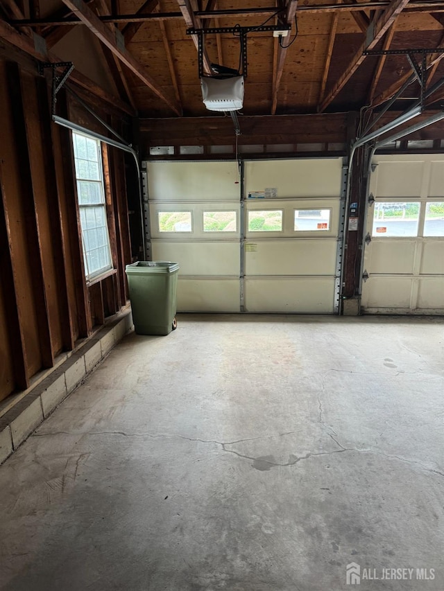 garage with a garage door opener