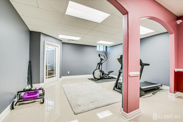 87 Ellmyer Rd, Edison, NJ 08820 - exercise area with arched walkways and a drop ceiling