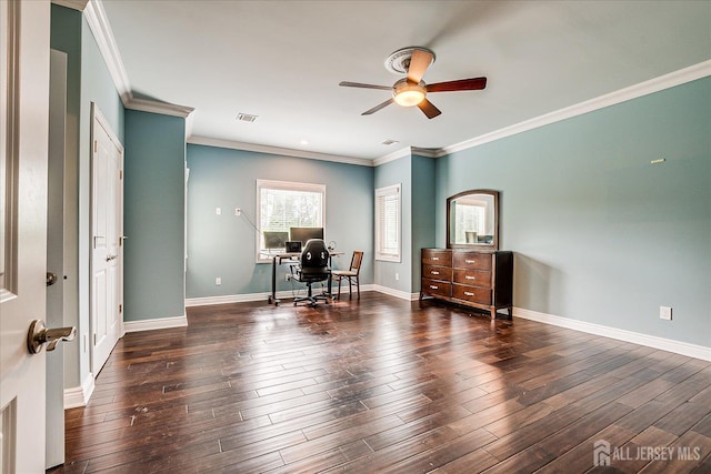 87 Ellmyer Rd, Edison, NJ 08820 - office space featuring ceiling fan, crown molding, and wood finished floors
