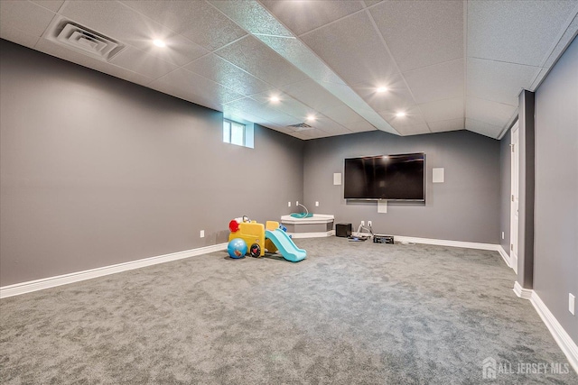 87 Ellmyer Rd, Edison, NJ 08820 - game room featuring carpet floors and a paneled ceiling