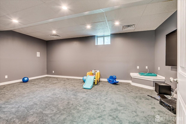 87 Ellmyer Rd, Edison, NJ 08820 - basement with carpet, recessed lighting, and a drop ceiling