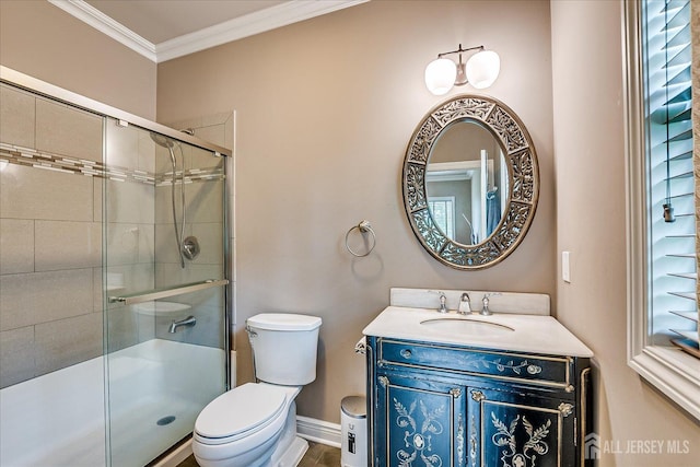 87 Ellmyer Rd, Edison, NJ 08820 - bathroom with vanity, a stall shower, and ornamental molding
