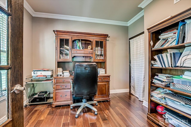 87 Ellmyer Rd, Edison, NJ 08820 - office area featuring dark wood-style floors and crown molding
