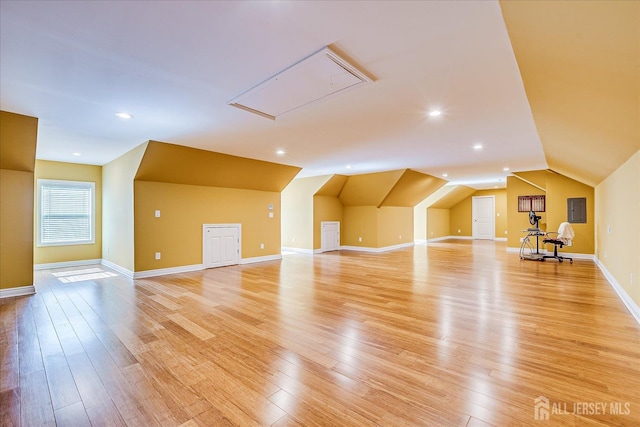 87 Ellmyer Rd, Edison, NJ 08820 - bonus room with attic access, lofted ceiling, light wood-type flooring, and electric panel