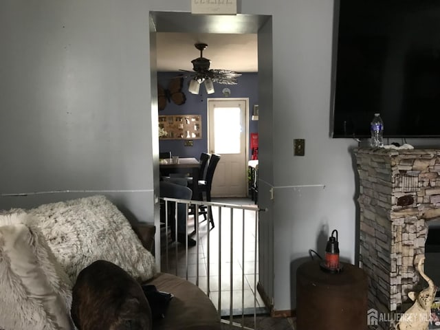 335 Alpine St, Perth Amboy, NJ 08861 - living area featuring ceiling fan
