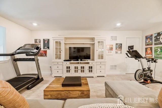 20 Metro Dr, Monroe, NJ 08831 - workout room featuring baseboards, recessed lighting, and light colored carpet
