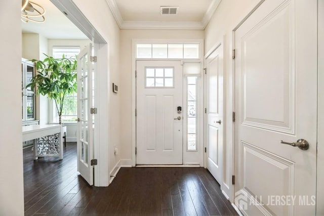 20 Metro Dr, Monroe, NJ 08831 - entryway featuring plenty of natural light, dark wood-type flooring, crown molding, and baseboards