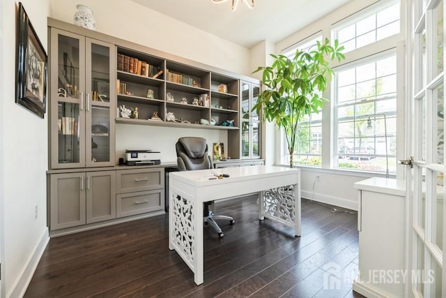 20 Metro Dr, Monroe, NJ 08831 - home office with plenty of natural light, dark wood-style flooring, and baseboards
