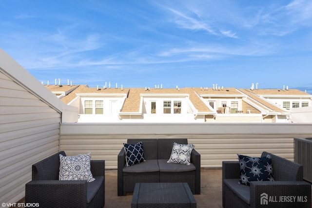 exterior space featuring cooling unit, an outdoor hangout area, and a balcony