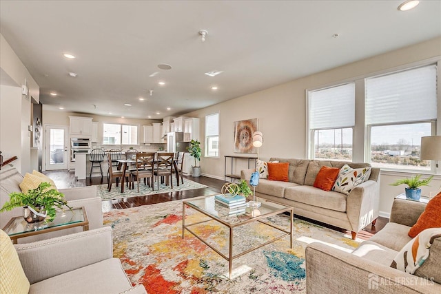 living room with hardwood / wood-style floors