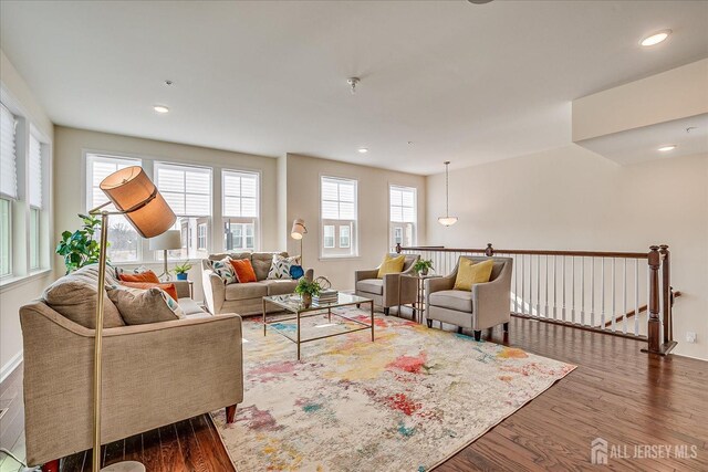 living room with wood-type flooring