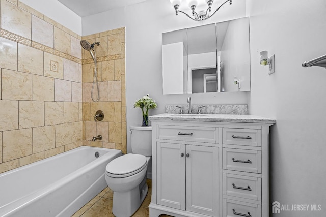 93 Ember Ln, Willingboro, NJ 08046 - bathroom featuring vanity, shower / bathtub combination, toilet, and tile patterned floors
