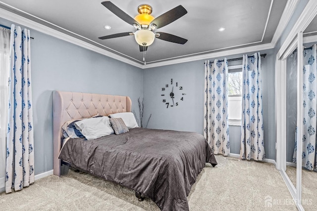 93 Ember Ln, Willingboro, NJ 08046 - carpeted bedroom with ornamental molding, baseboards, a ceiling fan, and recessed lighting