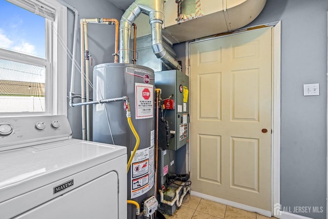 93 Ember Ln, Willingboro, NJ 08046 - utility room with washer / clothes dryer, gas water heater, and heating unit