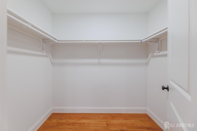 spacious closet featuring light wood-style flooring