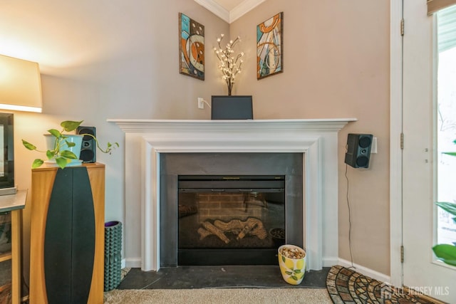 326 Sloan Ct, Matawan, NJ 07747 - detailed view of a glass covered fireplace and ornamental molding