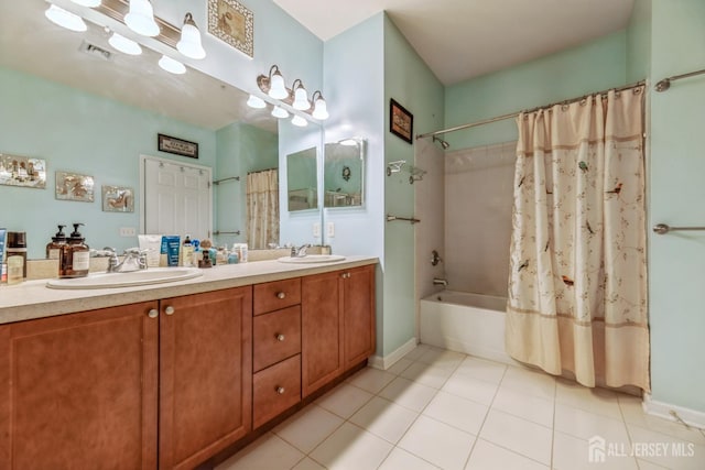 326 Sloan Ct, Matawan, NJ 07747 - full bath with tile patterned flooring, double vanity, and shower / bath combo