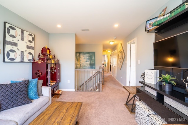 4 Woodrose Ln, Monroe, NJ 08831 - carpeted living room with baseboards, visible vents, and recessed lighting