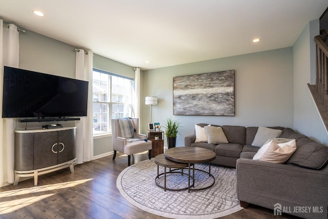 4 Woodrose Ln, Monroe, NJ 08831 - living area with dark wood-type flooring and recessed lighting