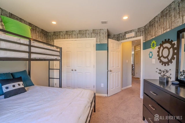 4 Woodrose Ln, Monroe, NJ 08831 - bedroom featuring light carpet, visible vents, baseboards, recessed lighting, and a closet