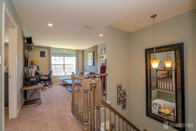 4 Woodrose Ln, Monroe, NJ 08831 - hallway with recessed lighting, carpet, and an upstairs landing