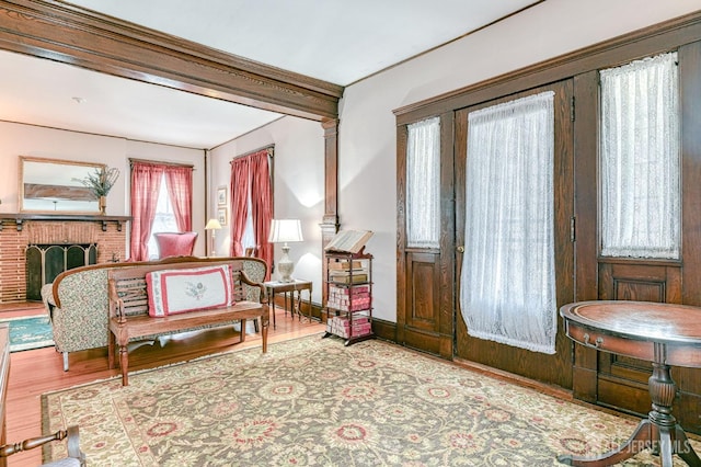 5 Llewellyn Pl, New Brunswick, NJ 08901 - living area featuring wood finished floors and a fireplace