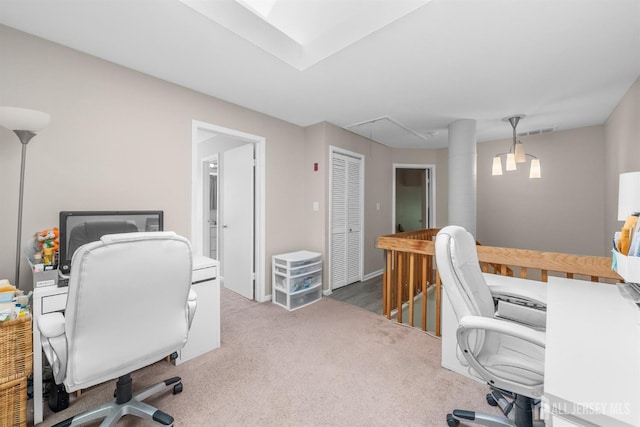 1058 Schmidt Ln, North Brunswick, NJ 08902 - office area with carpet floors and attic access