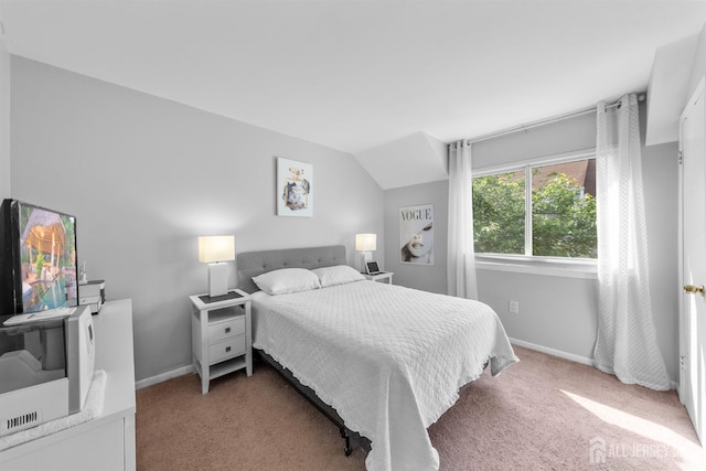 1058 Schmidt Ln, North Brunswick, NJ 08902 - bedroom with light colored carpet, baseboards, and vaulted ceiling