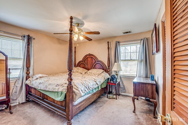 80 Gates Rd, Franklin Twsp, NJ 08873 - carpeted bedroom with baseboards, visible vents, and a ceiling fan