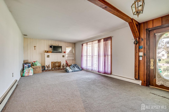 80 Gates Rd, Franklin Twsp, NJ 08873 - interior space with a healthy amount of sunlight, wood walls, and a baseboard heating unit