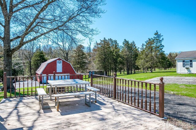 80 Gates Rd, Franklin Twsp, NJ 08873 - wooden terrace featuring an outdoor structure, a yard, and a barn