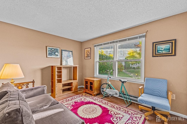 sitting room featuring a textured ceiling