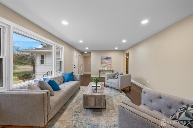 344 W Point Ave W, Franklin Twsp, NJ 08873 - living area with baseboards, recessed lighting, and wood finished floors