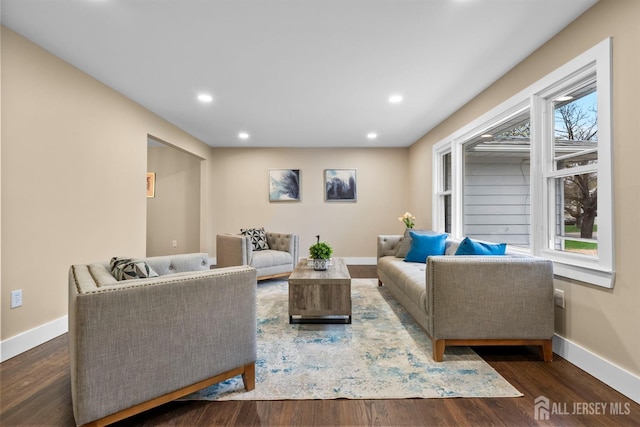 344 W Point Ave W, Franklin Twsp, NJ 08873 - living area with baseboards, recessed lighting, and wood finished floors