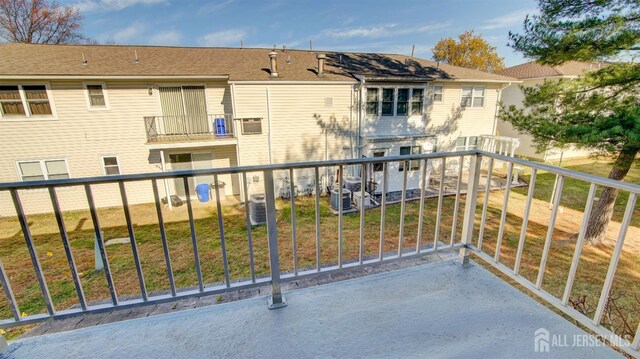 balcony featuring central AC unit