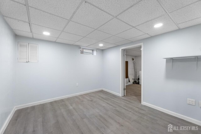 basement featuring wood-type flooring