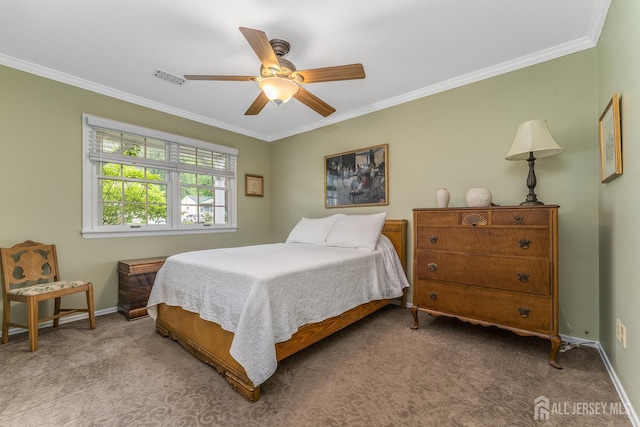 14 Bonnie Brook Ter, Middlesex, NJ 08846 - carpeted bedroom with crown molding, baseboards, and a ceiling fan