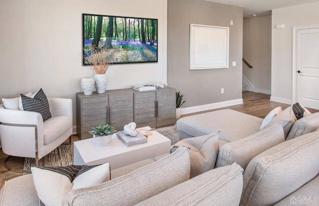 living room with light wood-type flooring