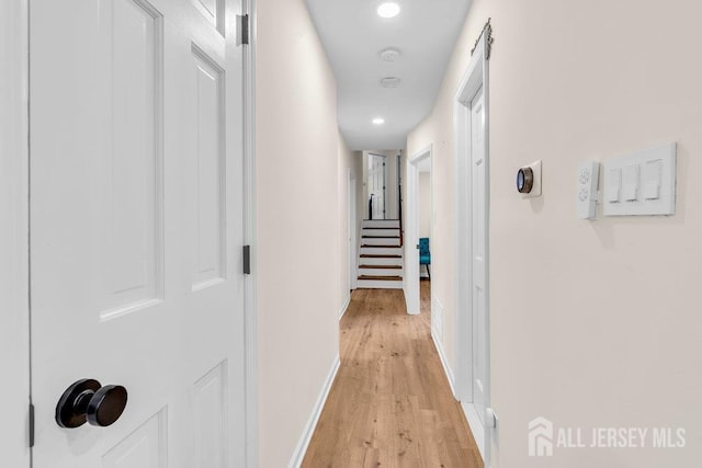 24 Bentley Rd, Monroe, NJ 08831 - hall with light wood finished floors, baseboards, and recessed lighting