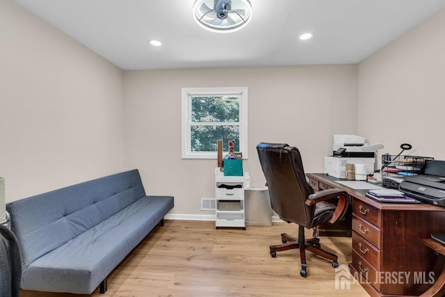 24 Bentley Rd, Monroe, NJ 08831 - home office featuring light wood-type flooring, recessed lighting, and baseboards