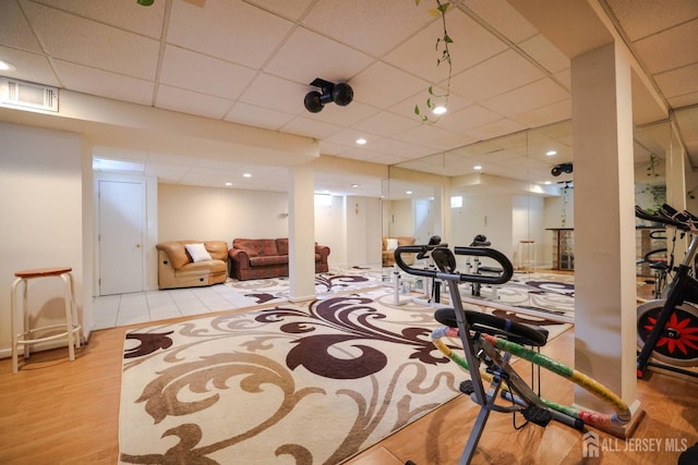 19 Crescent Rd, Old Bridge, NJ 08857 - exercise room with a paneled ceiling and wood finished floors