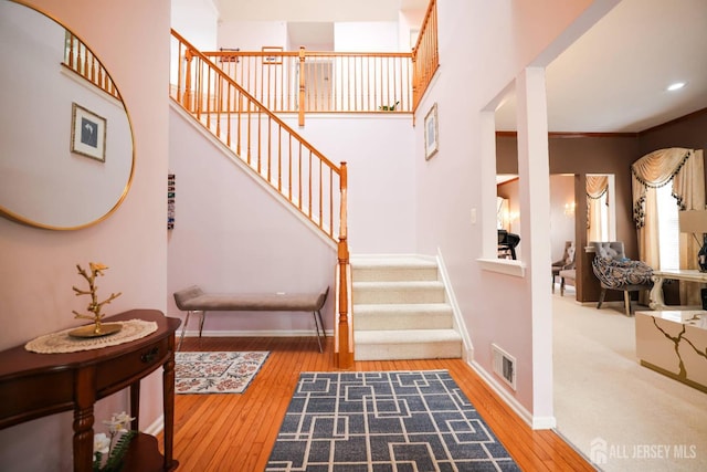 19 Crescent Rd, Old Bridge, NJ 08857 - staircase featuring hardwood / wood-style floors and baseboards
